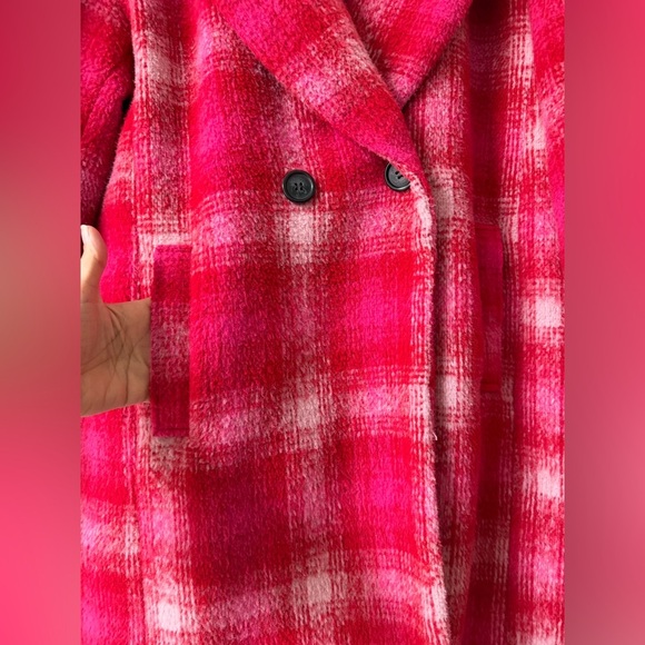 Avec Les Filles Pink Plaid Blazer Coat Maximalist Cozy Winter Anthropologie - Picture 5 of 11